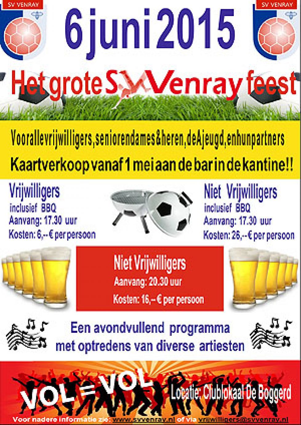 Het Grote SV Venray Feest zaterdag 6 juni 2015